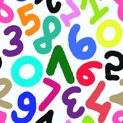 Obraz premium Abstract Hand Drawing Colorful Numbers Seamless Pattern Isolated Background