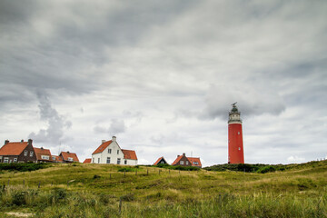 Fototapeta na wymiar Eierland Lighthouse red tower