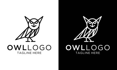 Owl logo design and icon concept in line art modern style.