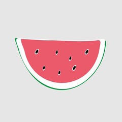 Happy Watermelon day, 3 august, hand drawn sign, a piece of watermelon