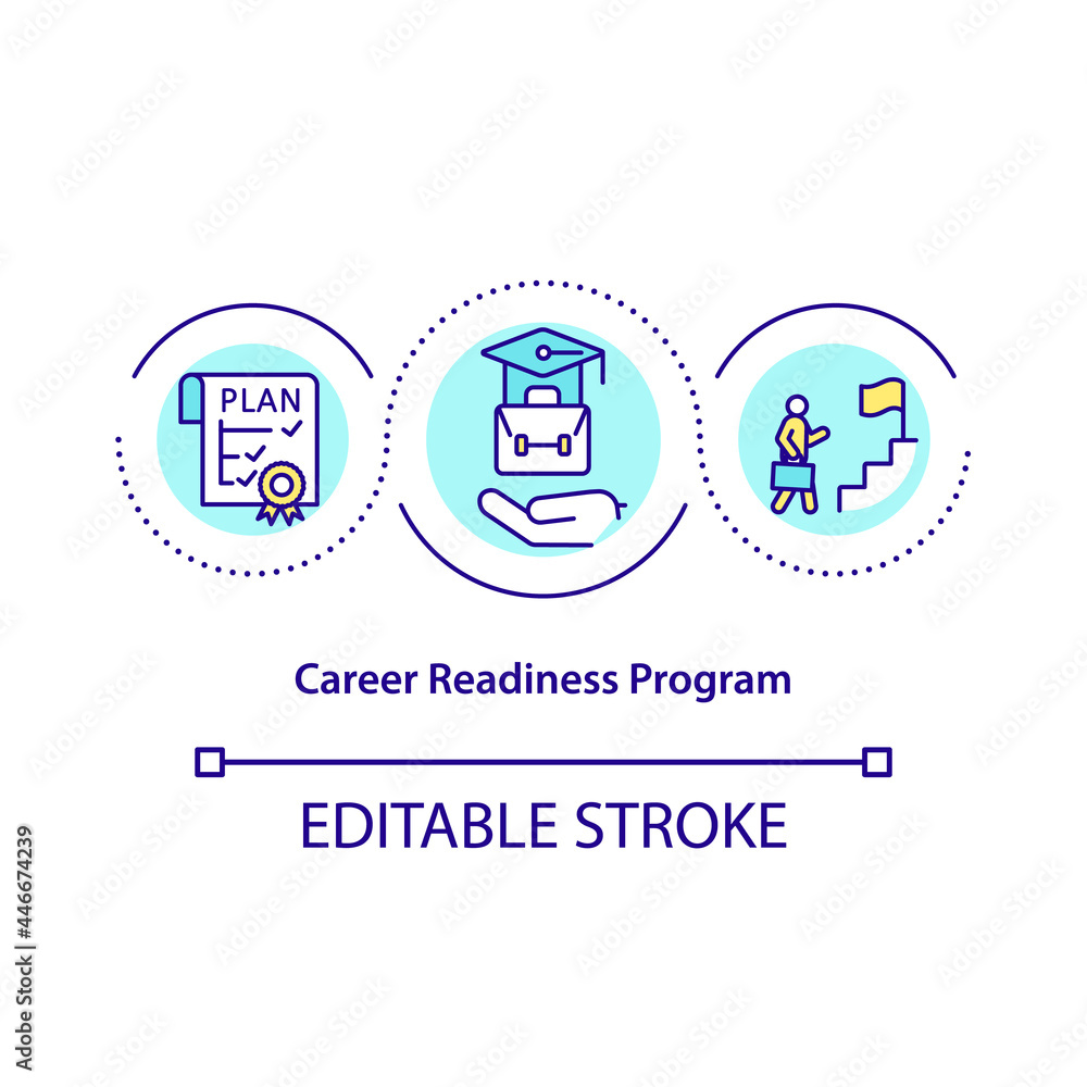 Poster career readiness program concept icon. actionable career plans development abstract idea thin line i