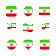 Iran Flag Icons Set