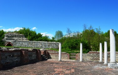 the ruins of the old city and the pillars