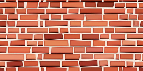 Brick. Brickwork. Seamless pattern of red-brown blocks. Vector illustration of a wall in a flat style.
