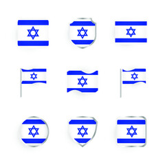 Israel Flag Icons Set