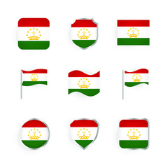 Tajikistan Flag Icons Set