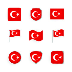 Turkey Flag Icons Set