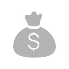 bag icon with money on a white background, vector illustration
