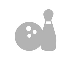 Bowling ball and skittles icon on a white background, vector illustration