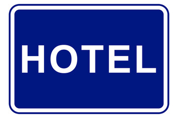 Hotel illustration on blue background.