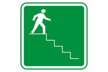 Illustration of a ladder with a man going down in green color