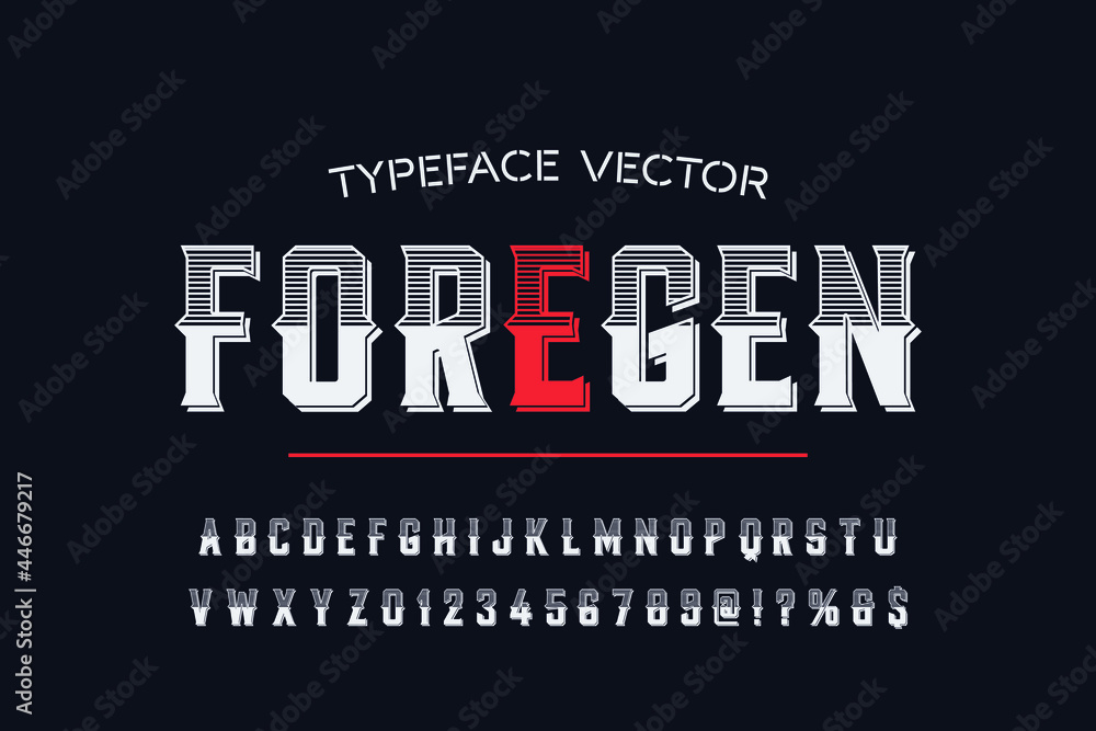 Fototapete font alphabet script typeface handcrafted handwritten vector label design old style.shadow effect.vi
