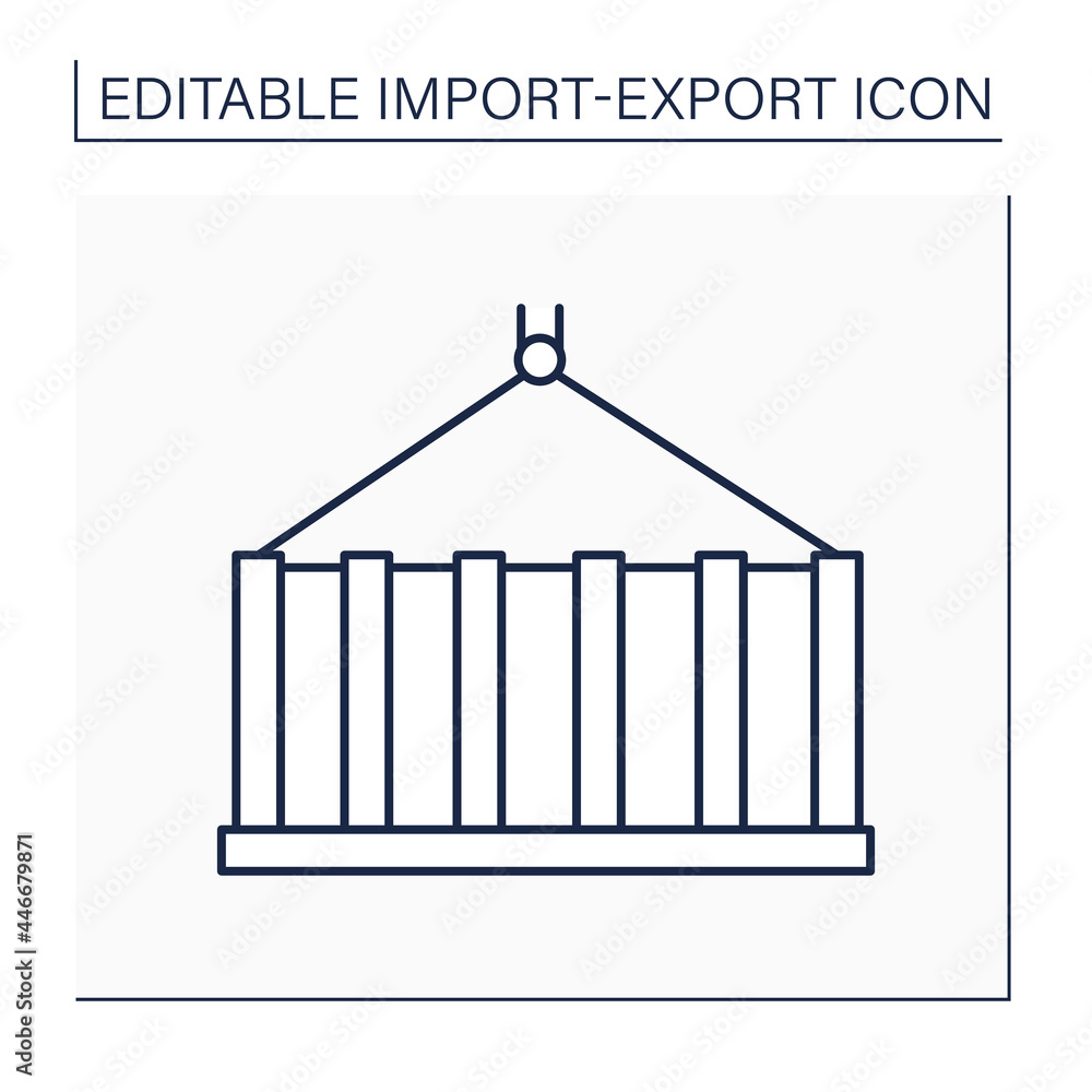 Poster container line icon. large metal box. box with standard design and size used for goods transportatio