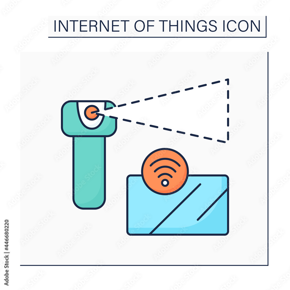 Poster wireless sensor color icon. one touch pay. smart credit card and smart payments. digital smart techn