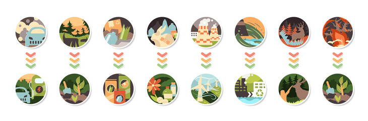 Environmental pollution and ecology concepts - Vector illustration