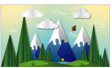 Mountain and Lake Vector