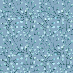 seamless twig pattern with leaves