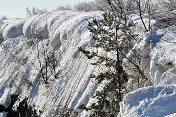 Winter blizzard with wind and snow
