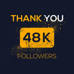 Creative Thank you (48k, 48000) followers celebration template design for social network and follower ,Vector illustration.