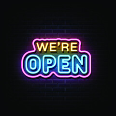 Obraz na płótnie Canvas We are open neon sign. neon symbol