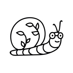 Single hand drawn snail. Doodle vector illustration. Isolated on a white background.