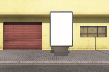 Illustration of a billboard with a white screen on the street