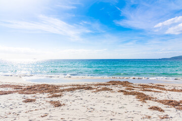 White sand and blue sea in Maria Pia beach