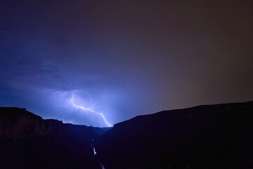 lightning over the mountains