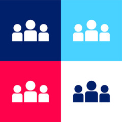 About Us blue and red four color minimal icon set