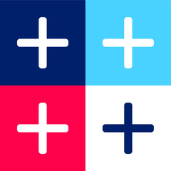 Fototapeta premium Add blue and red four color minimal icon set