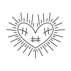 Isolated outline sketch of a heart shape Vector