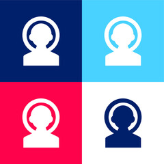 Astronaut blue and red four color minimal icon set