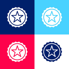 Award blue and red four color minimal icon set
