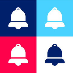 Bell blue and red four color minimal icon set