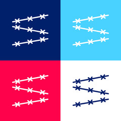 Barbed Wire blue and red four color minimal icon set