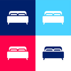 Plakat Bed blue and red four color minimal icon set