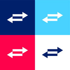 Fototapeta na wymiar Arrows blue and red four color minimal icon set