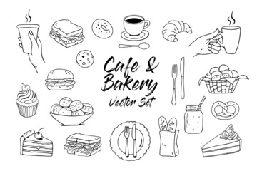 Bakery and Cafe Vector Illustrations - obrazy, fototapety, plakaty