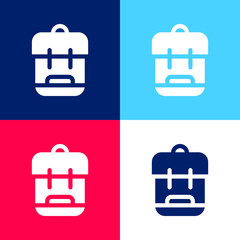 Backpack blue and red four color minimal icon set