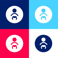 Baby blue and red four color minimal icon set