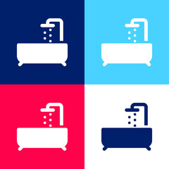 Bathtube blue and red four color minimal icon set