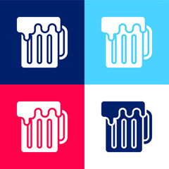Beer blue and red four color minimal icon set