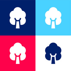 Birch Tree blue and red four color minimal icon set