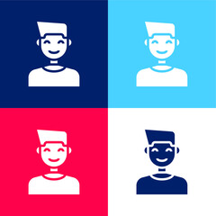 Boy blue and red four color minimal icon set
