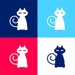 Black Cat blue and red four color minimal icon set