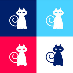 Black Cat blue and red four color minimal icon set