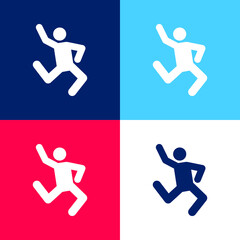 Breakdance blue and red four color minimal icon set