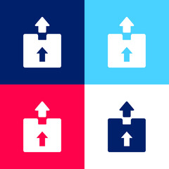Box blue and red four color minimal icon set