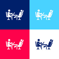 Brainstorming blue and red four color minimal icon set