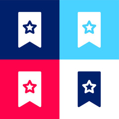 Bookmark blue and red four color minimal icon set